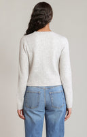 Dex Ladies Ivory/Oat Heather Bow Button Cropper Cardigan