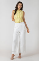 Dex Ladies Lemon Lace Cutout Button Front Tank