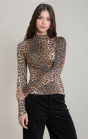 Dex Ladies Leopard Mock Neck Top