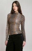 Dex Ladies Leopard Mock Neck Top