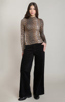 Dex Ladies Leopard Mock Neck Top