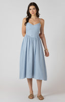 Dex Ladies Light Denim Blue V Waist Maxi Dress