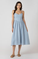 Dex Ladies Light Denim Blue V Waist Maxi Dress