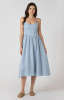 Dex Ladies Light Denim Blue V Waist Maxi Dress