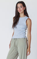Dex Ladies Light Heather Grey Waffle Knit Tank
