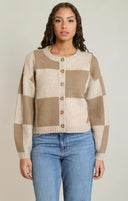 Dex Ladies Light Heather Taupe Colourblock Cardigan