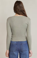 Dex Ladies Light Sage Scallop Neckline Sweater Top