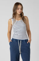 Dex Ladies Marine/White Stripe Ribbed Tank