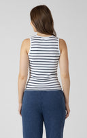 Dex Ladies Marine/White Stripe Ribbed Tank