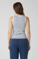 Dex Ladies Marine/White Stripe Ribbed Tank
