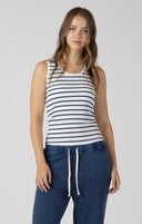 Dex Ladies Marine/White Stripe Ribbed Tank