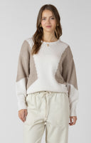 Dex Ladies Natural/Fawn Colourblock Crewneck Sweater