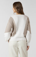 Dex Ladies Natural/Fawn Colourblock Crewneck Sweater