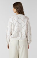 Dex Ladies Natural Florals Embroidered Pointelle Cardigan