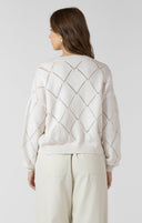 Dex Ladies Natural Florals Embroidered Pointelle Cardigan