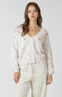 Dex Ladies Natural Florals Embroidered Pointelle Cardigan