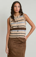 Dex Ladies Oat/Blue Stripe Sweater Vest