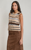Dex Ladies Oat/Blue Stripe Sweater Vest