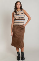 Dex Ladies Oat/Blue Stripe Sweater Vest