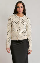 Dex Ladies Oatmeal Polka Dot Cardigan