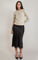 Dex Ladies Oatmeal Polka Dot Cardigan