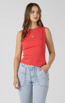 Dex Ladies Raspberry Punch Asymmetrical Button Detail Tank