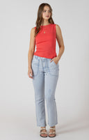 Dex Ladies Raspberry Punch Asymmetrical Button Detail Tank