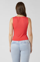 Dex Ladies Raspberry Punch Asymmetrical Button Detail Tank