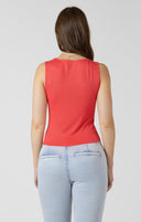 Dex Ladies Raspberry Punch Asymmetrical Button Detail Tank