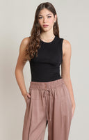 Dex Ladies Ribbed Black Tanktop