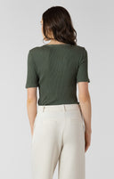 Dex Ladies Ribbed Lace up Ivy Tee