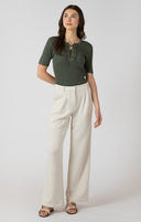 Dex Ladies Ribbed Lace up Ivy Tee