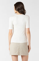 Dex Ladies Ribbed Lace up Vintage Ivory Tee