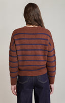 Dex Ladies Rustic Brown/Blue Stripe Crewnech Sweater