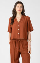 Dex Ladies Short Sleeve Burnt Sienna Blouse