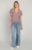 Dex Ladies Smoking Waist SS Brushstroke Dot Top