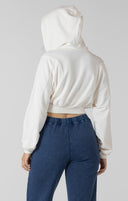 Dex Ladies Soft Oat Heather Cropped Zip Front Hoodie