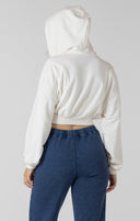 Dex Ladies Soft Oat Heather Cropped Zip Front Hoodie