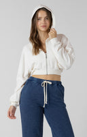 Dex Ladies Soft Oat Heather Cropped Zip Front Hoodie