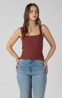 Dex Ladies Squareneck Textured Burnt Sienna Tank