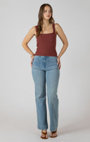 Dex Ladies Squareneck Textured Burnt Sienna Tank