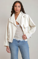 Dex Ladies Tie Waist Cream Jacket