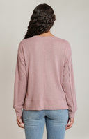 Dex Ladies V-Neck Dusty Rose Knit Top