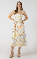 Dex Ladies Vintage Garden Smocked Detail Midi Dress