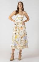 Dex Ladies Vintage Garden Smocked Detail Midi Dress