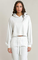 Dex Ladies White Heather Soft Ribbed Hoodie