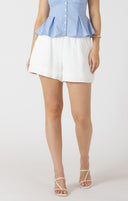 Dex Ladies White Smocked Waist Short