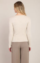 Dex/Room 34 Ladies Cream Heather Ribbed Sweater Top