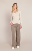 Dex/Room 34 Ladies Cream Heather Ribbed Sweater Top