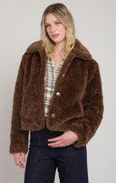 Dex/Room 34 Ladies Minky Brown Faux Fur Coat
